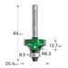 Trend Rounding Over Router Cutter (C076X1/4TC) size diagram shown in millimetres.