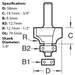 Trend C079X1/4TC Rounding Over Router Cutter dimension diagram.
