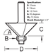 Fusion Fixings, Trend C197X1/2TC Bearing Guided Chamfer 45 degrees siz diagram.