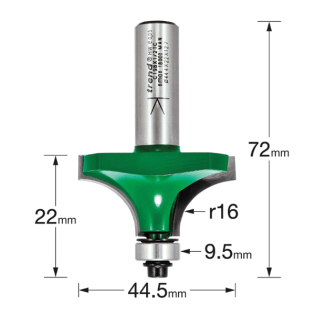 Trend Round Over Ovolo Router Cutter, 16mm radius (C198X1/2TC) - CLEARANCE