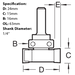 Size guide for the Trend Intumescent Router Cutter, 15 x 24mm (C220X1/4TC)