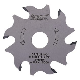 The 6 teeth, 100mm Biscuit blade from Trend. Part of a range of circular saw blades from Fusion Fixings.