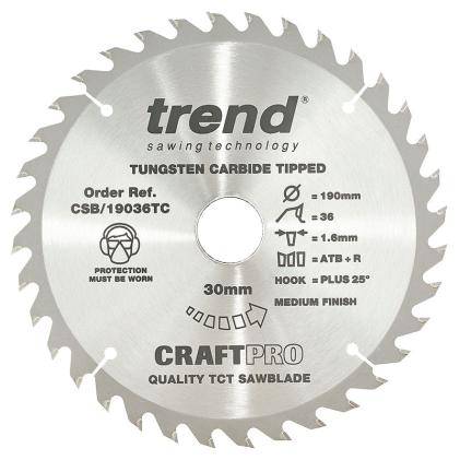 Trend CSB-19036TC Circular Saw Blade 190mm x 30mm x 36T
