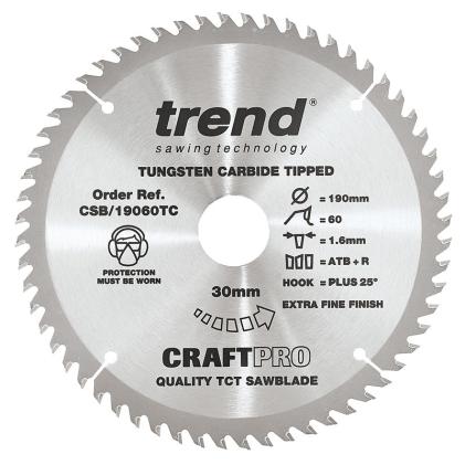 Trend CSB-19060TC Circular Saw Blade 190mm x 30mm x 60T
