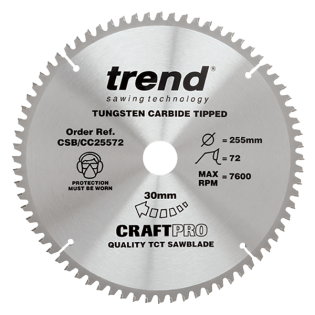 Trend Craft Pro Circular Saw Blade, 255mm x 30mm x 72T, CSB-CC25572