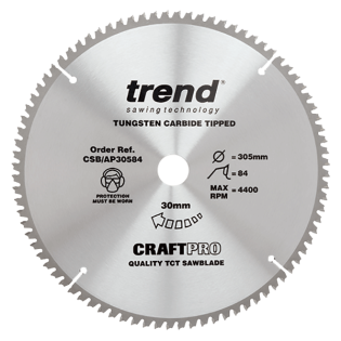 Trend Craft Saw Blade, 305mm x 84 teeth x 30mm, CSB/AP30584. Supplied from Fusion Fixings as part of a growing range of saw blades at great prices.