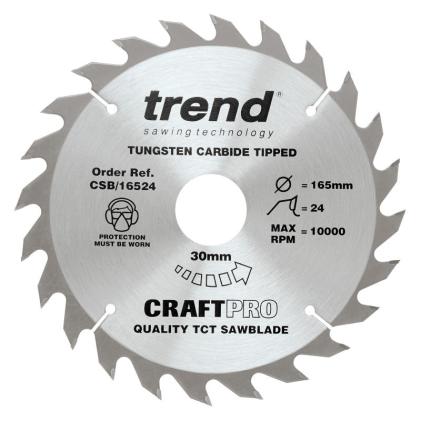 Trend CSB-16524 Craft Pro Circular Saw Blade 165mm x 30mm x 24T