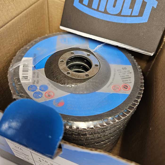 Box image of the Tyrolit 60 Grit Flap Discs, 115mm BASIC 2in1 Flap Disc, 27A, ZA60-325  (Pack of 10)