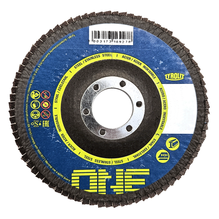 Tyrolit ONE 60 Grit Flap Discs, 115mm, 2in1 Flap Discs, 27A, ZA60Q-B (Pack of 10)