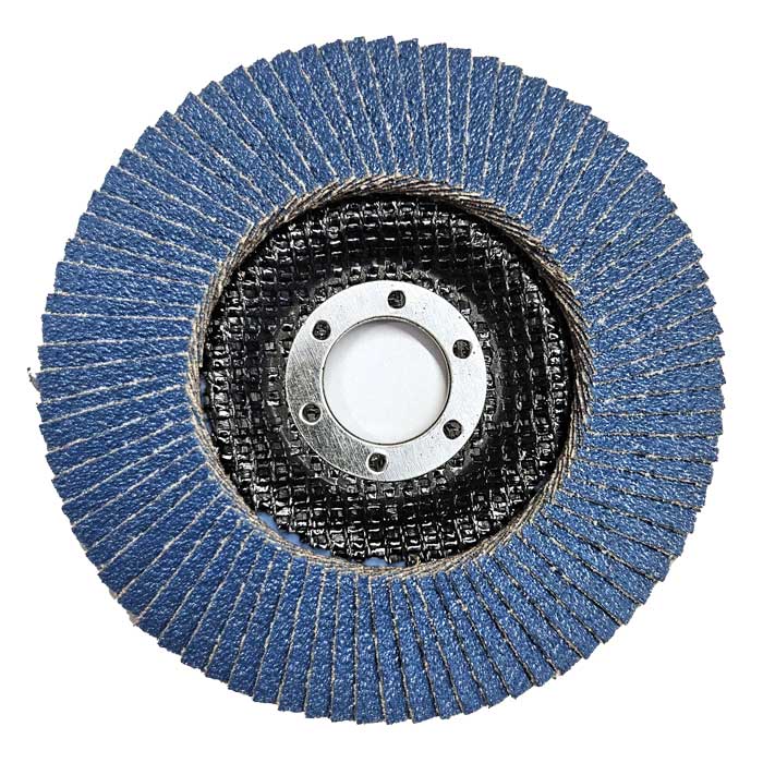 Cutting side of the Tyrolit ONE 40 Grit Flap Discs, 115mm, 2in1 Flap Discs, 27A, ZA40Q-B (Pack of 10)