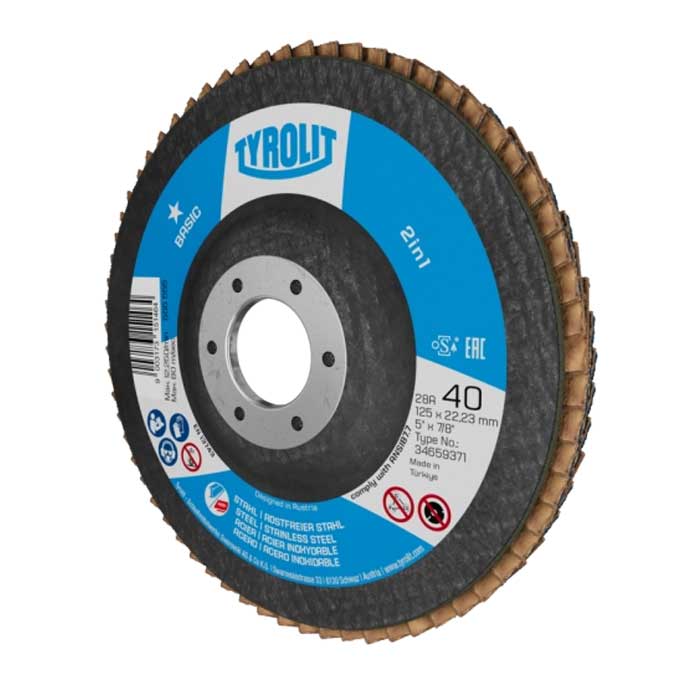 Tyrolit 80 Grit Flap Discs, 115mm BASIC 2in1 Flap Disc, 27A, ZA80-325 (Pack of 10) - detail image from Fusion Fixing