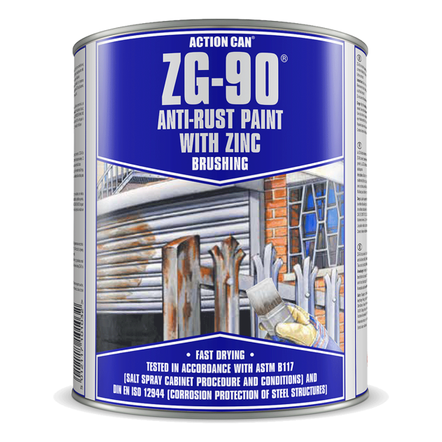 Action Can ZG-90 1032544 Rapid Dry Galvanise Anti-Rust Brushing Paint 900ml Tin Silver