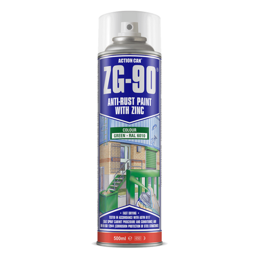 500ML, Action Can Green Spray Paint (RAL 6010). Zinc rich, corrosion resistant spray paint from Fusion Fixings