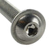 Detail image of the M10 x 45mm A2 stainless steel, flange, socket, button head screw from Fusion Fixings. Shows the hex, flanged button head that offers the extra clamping force and torque during installation