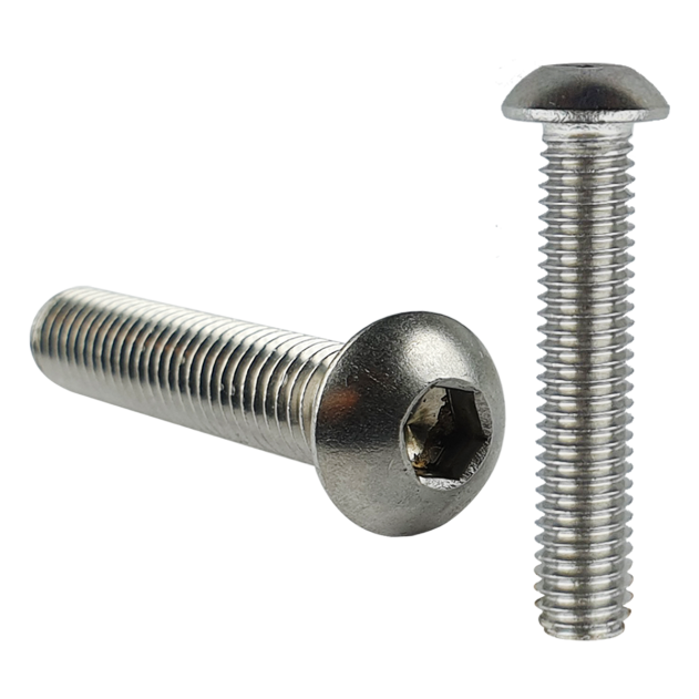 1/4" UNF x 4" Socket Button Screw A2 Stainless ASME B18.3