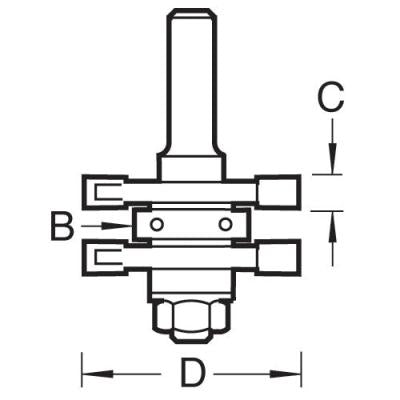 Size guide design for the Trend Tongue and Groove Set Router Cutter 41mm dia (158X1/2TC)