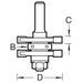 Size guide design for the Trend Tongue and Groove Set Router Cutter 41mm dia (158X1/2TC)