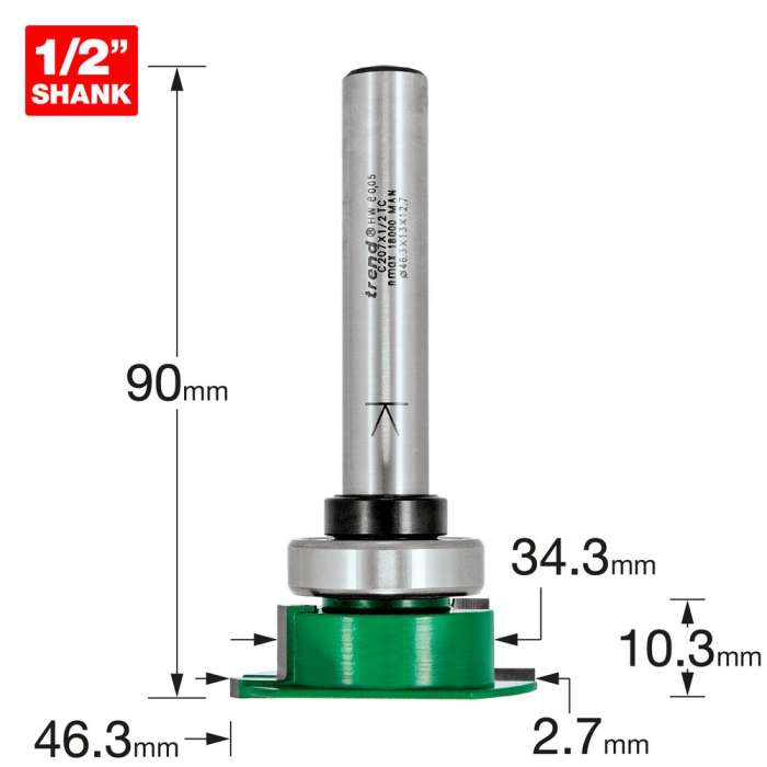 46.3mm Dia. x 2.7mm Cut Trend CraftPro Aquamac 21 Recesser 1/2" Shank, C207X1/2TC