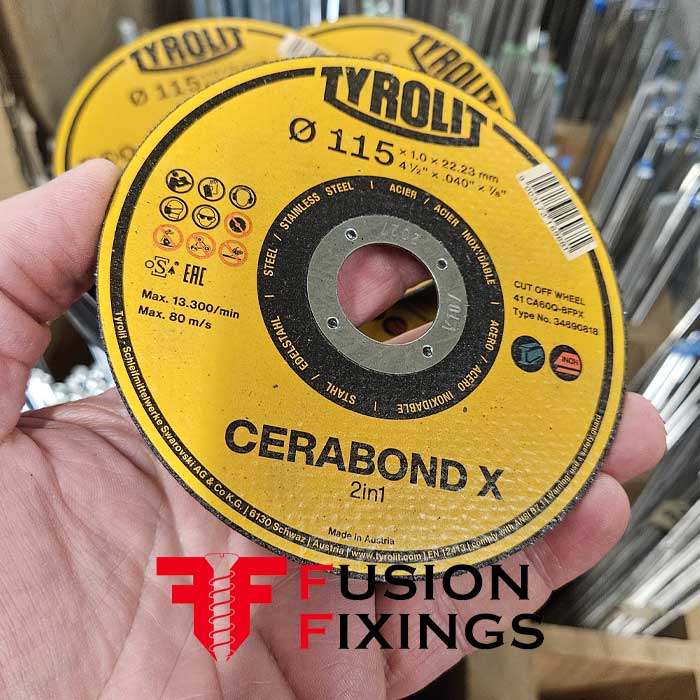 Tyrolit CERABOND X Cutting Discs, 115 x 1mm, Metal Cutting Discs, 41 CA60Q-BFPX (Tub of 25)