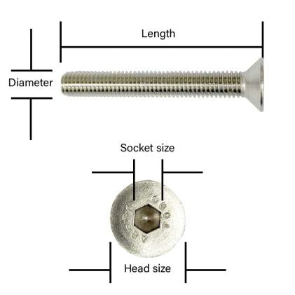 10-32 UNF x 3" Socket Countersunk Machine Screw A2 Stainless ANSI B18.3