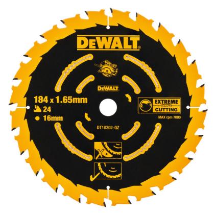 DeWALT DT10302 Extreme Circular Saw Blade 184mm x 16mm x 24T