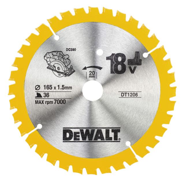 DeWALT DT1206 Circular Saw Blade 165mm x 20mm x 36T