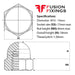 Size guide for the M10 Dome Nut, Bright Zinc Plated DIN 1587