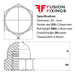 Size guide for the M3 Hex Dome Nut, Metric, A4 (316) Stainless Steel, DIN 1587