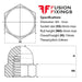 Size guide for the M5 Hex Dome Nut, Metric, A2 (304) Stainless Steel, DIN 1587