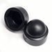 Product image for the M12 (19mm) nut and hex bolt cover cap, domed black nylon. Designed to protect the ends of hex bolts for a clean and professional finisgh