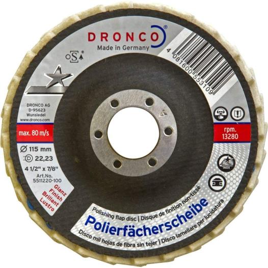 Dronco Polimaxx 4 G-VA Polishing Flap Disc (Finish) 115mm x 22mm