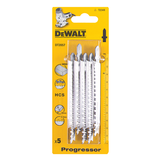 DeWalt DT2057 HCS Prodressor Tooth Jigsaw Blades 116mm T234X Pack of 5