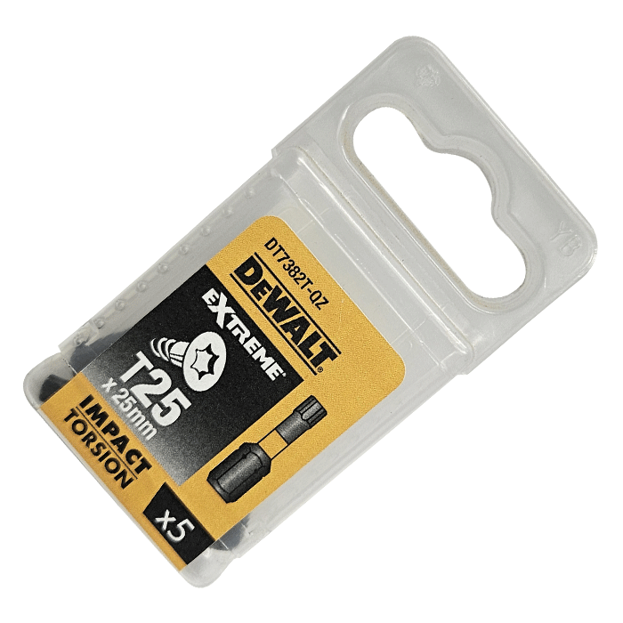 TX25 x 25mm DeWALT Torx Impact Torsion Bits - Pack of 5, DT7382T-QZ - CLEARANCE pack image from Fusion Fixings