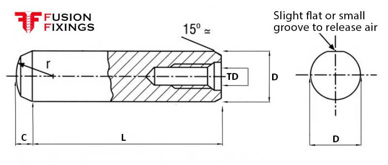Buy Extractable Dowel Pins, M4 (6mm) x 12mm, DIN 7979D