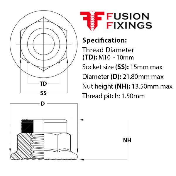 FLANGED NYLOC NUTS FLANGE NYLON INSERT LOCKING NUT ZINC PLATED M5 M6 M8 - View #10