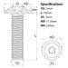 M5 x 10mm Flanged Socket Button Head Screw A2 Stainless ISO 7380-2 screw guide