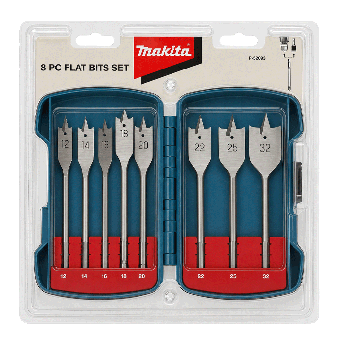 Makita Flat Drill Bit Set, 8 Piece (P-52093) - Clearance