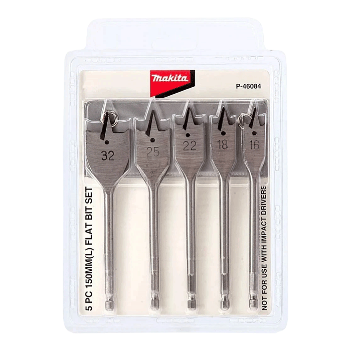 MAKITA 5 Piece Performance Flat Wood Drill Bit Set (P-46084) - Clearance