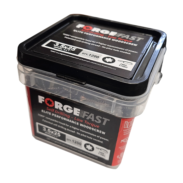 ForgeFast 3.5 x 25mm Wood Screws, Tub of 1200 (FFT3525YT) - Clearance