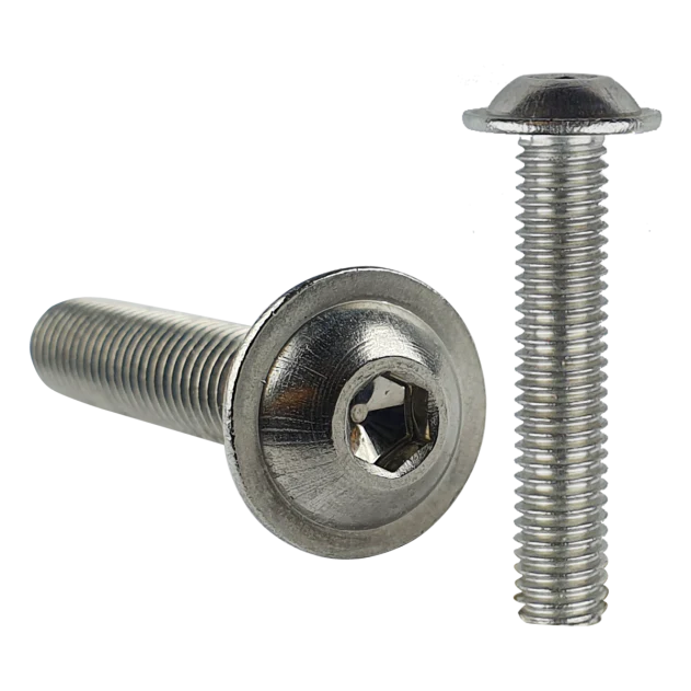 Product image for the M10 x 75mm Flanged Socket Button Head Screw A2 Stainless ISO 7380-2