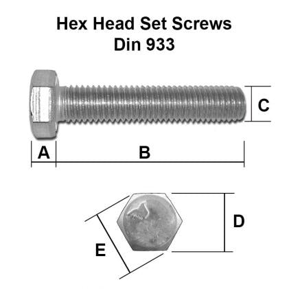 M3 x 45mm Set Screw (Fully Threaded Bolt) A2 Stainless Steel DIN 933