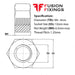 Size guide for the M8 Hex Full Nut, Grade 8 BZP Hexagon Nut DIN 934
