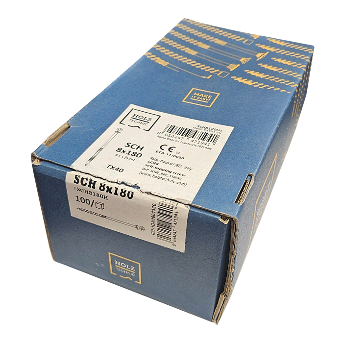 8 x 180mm Torx Countersunk Wood Screw, Box of 100 (SCH8180H) - Clearance