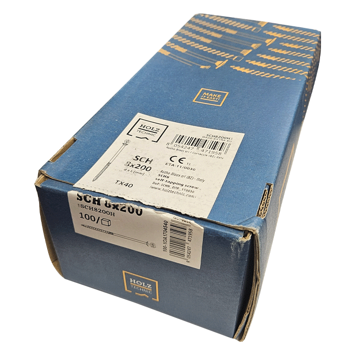 8 x 200mm Torx Countersunk Wood Screw, Box of 100 (SCH8200H) - Clearance