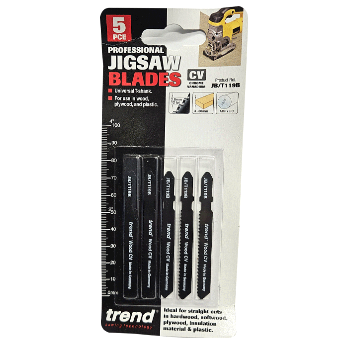 Trend Jigsaw Blades, 75 x 2.0mm, CV, 5 Pack (JB/T119B) - Clearance