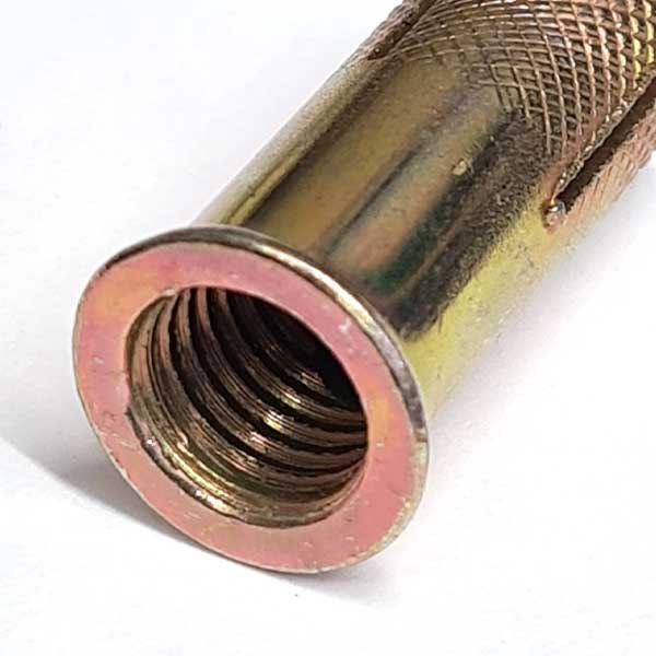 Detail inage for the M10 (12mm) x 40mm JCP Lipped Drop-In Anchor, Zinc &amp; Yellow (DBM10SHL)
