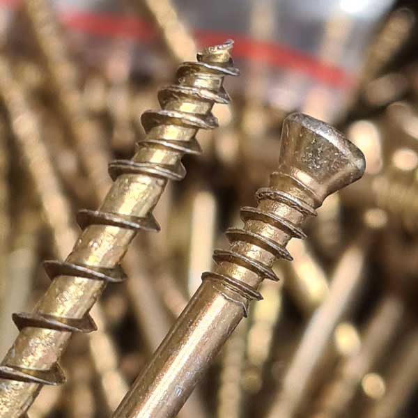 Detail image for the Lost Tite Screws 3.5 x 45mm, Torx Countersunk, Box of 100 (TFLT3545) showing the twin thread tip and small countersunk head.