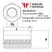 M12 x 36mm Hexagon Stud Connector Nut Steel BZP, DIN 6334