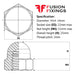 Size guide for the M14 Hexagon Dome Nut Metric Brass, DIN 1587
