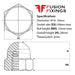 Size guide for the M16 Hexagon Dome Nut Metric Brass, DIN 1587